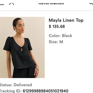 Reformation Black Keyhole Blouse